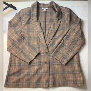 Old Navy Blazer Womens Size XL Brown Plaid Taylor Relaxed Suit Jacket Top